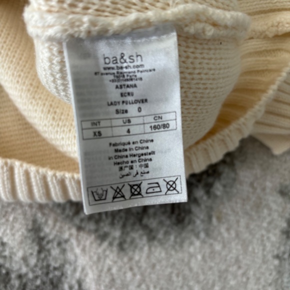 ba&sh Astana Button Sleeve Waffle Weave Cotton Wool Sweater - Picture 4 of 11